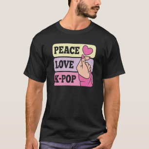 T-shirt Cute Peace Love K Pop Music Coréen Pastel Rose K P