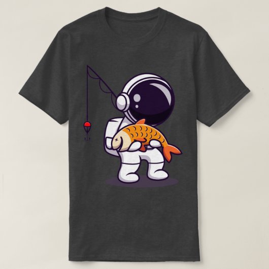 T-shirt Cute pêche des astronautes (Design devant)