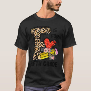 T-shirt Cute Pencil Leopard 5e année Bonne première école