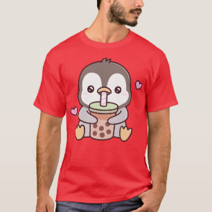T-shirt Cute Penguin Aime Le Thé Bubble