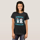 T-shirt Cute Penguin And Lar Bear Winter Wonderland Christ (Devant entier)
