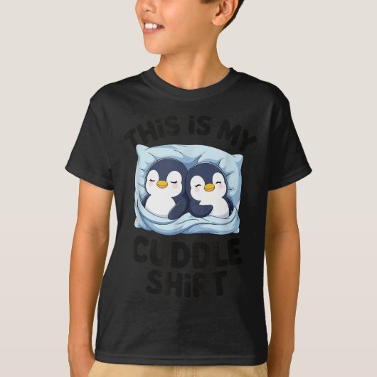 T-shirt Cute Penguin Cuddle Cozy Sleep Matching Couple (Devant)