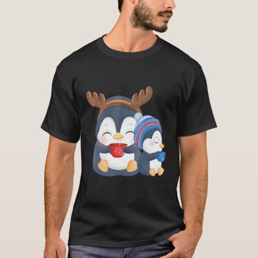 T-shirt Cute penguins Merry Christmas (Devant)