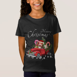 T-Shirt Cute Père Noël Fox Terrier équitation Camion Rouge