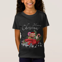 Cute Père Noël Labradoodle Riding Camion Rouge Mer