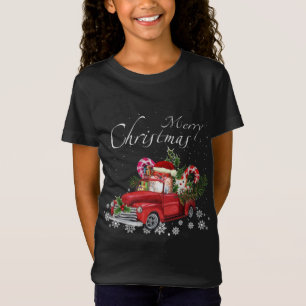 T-Shirt Cute Père Noël Pomeranian équitation Camion Rouge