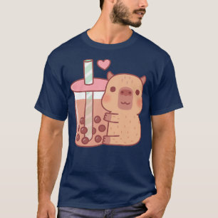 T-shirt Cute Petit Capybara Hugs Bubble Tea