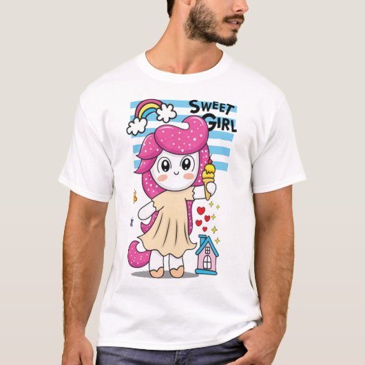 T-shirt Cute petite licorne 2 (Devant)
