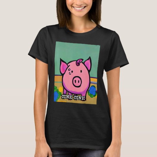 T-shirt Cute Pig Piggie Oink Oink 47 (Devant)