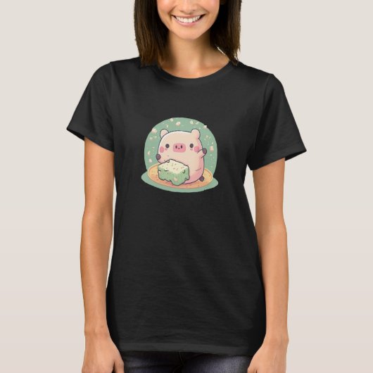 T-shirt Cute Pig Profite Du Tofu Adorable Animal Aime Déli (Devant)
