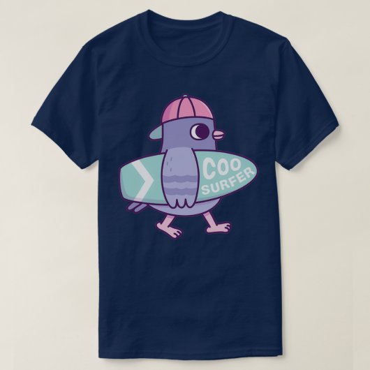 T-shirt Cute Pigeon Avec Surfboard Coo Surfer Funny 1 (Design devant)