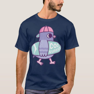T-shirt Cute Pigeon Avec Surfboard Coo Surfer Funny 1