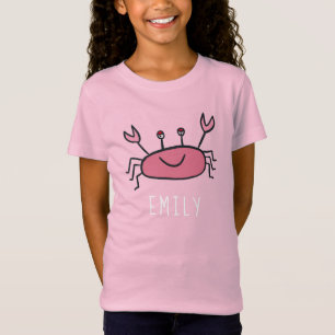 T-Shirt Cute Pink Crab Sea Animal Girl