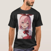 T-shirt Cute Pink-Haired Anime Girl Illustration (Devant)