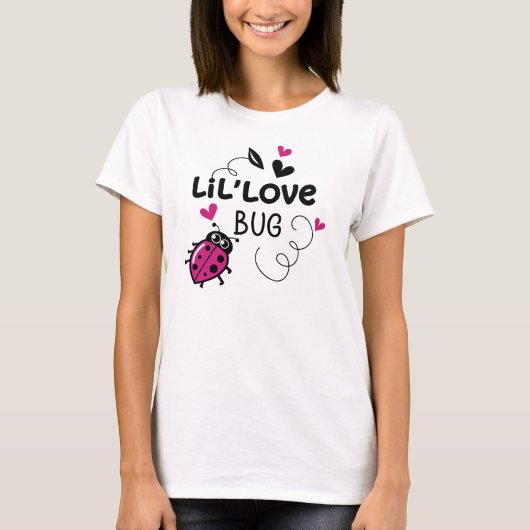 T-shirt Cute Pink Ladybug with Hearts on White Background (Devant)
