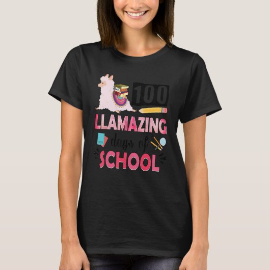 T-shirt Cute Pink Llama 100th Day of School 100 Days No Pr (Devant)