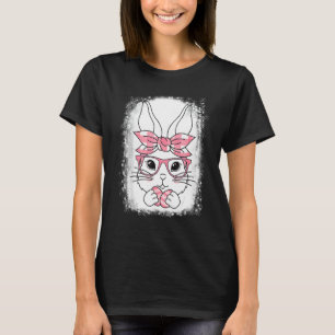 T-shirt Cute Pink Plaid Pattern Easter Bunny Face Rabbit E