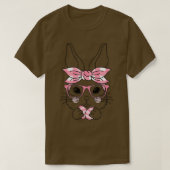 T-shirt Cute Pink Plaid Pattern Easter Bunny Face Rabbit E (Design devant)