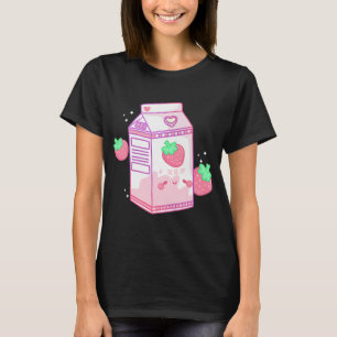 T-shirt Cute Pink Strawberry Milk Japanese Kawaii Retro s