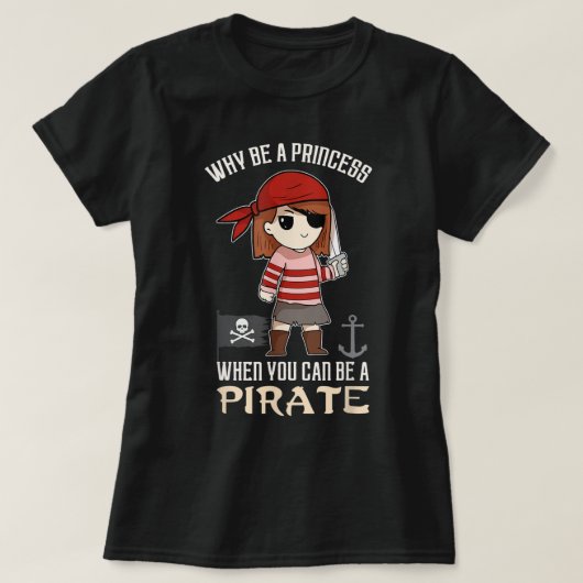 T-shirt Cute Pirate Girl Empowerment Design (Design devant)