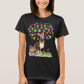 T-shirt Cute Pitbull Dogs With Bunny Ears Easter Egg Tree  (Devant)