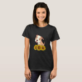 T-shirt Cute Pitbull Terrier Dog Sunflower Graphic for Wom (Devant entier)