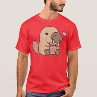 T-shirt Cute Platypus Aime Boire Du Thé De Bulle