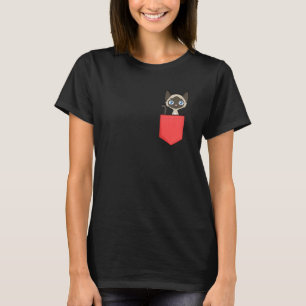 T-shirt Cute Poche Siamese Chat Chemise Siamese Chat En Po