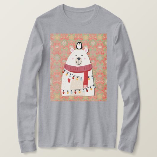 T-shirt Cute Polar Bear and Penguin Christmas Holiday (Design devant)