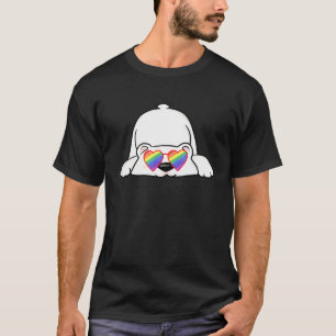 T-shirt Cute Polar Ours Lgbtq Stuff Rainbow Coeur Sunglas