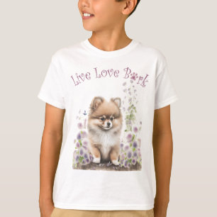 T-shirt Cute Pomeranian Chien Floral