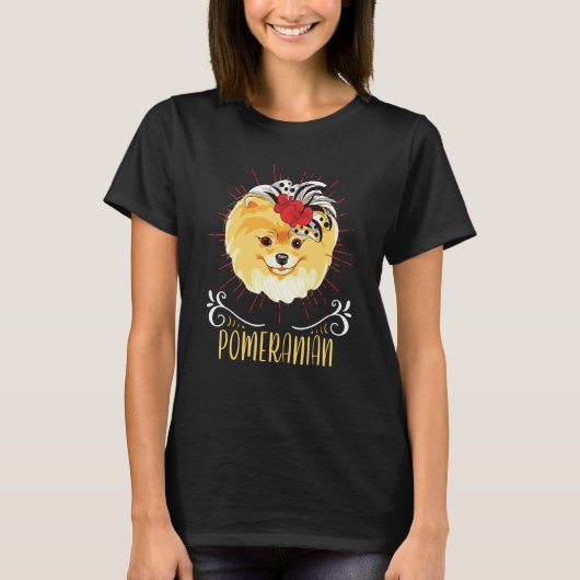 T-shirt Cute Pomeranian Delightful Cheerful Animal (Devant)