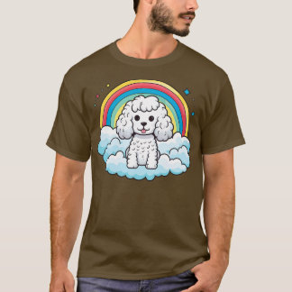 T-shirt Cute Poodle blanc Arc-en-ciel Chien Chien Chien Ch