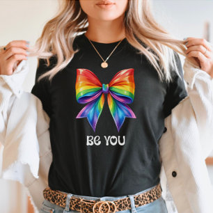 T-shirt Cute Pride - Be You & Rainbow Coquette Bow