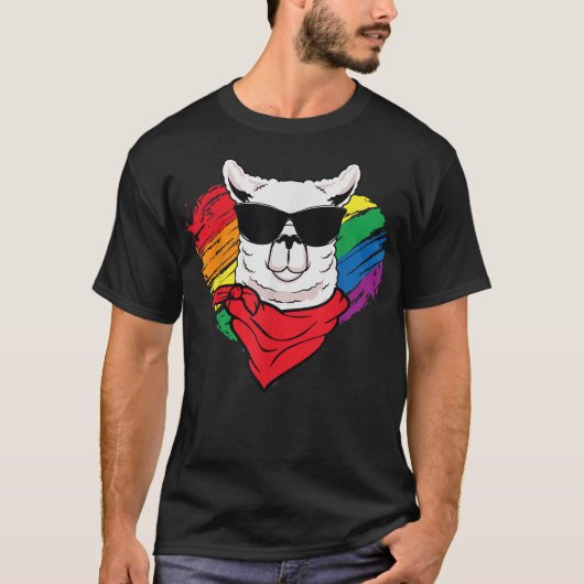 T-shirt Cute Pride LLama Sunglasses Funny LGBTRainbow (Devant)