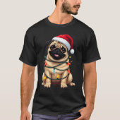 T-shirt Cute Pug Christmas Santa Pet Dog Lover (Devant)