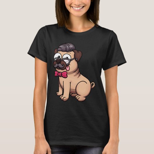 T-shirt Cute Pug Hipster Classique 602 (Devant)