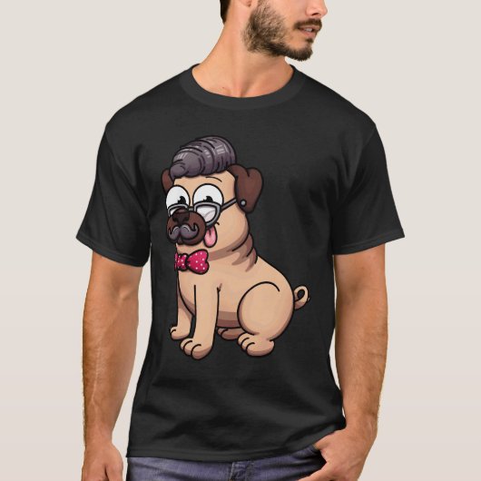T-shirt Cute Pug Hipster Classique 602 (Devant)