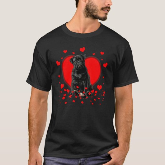 T-shirt Cute Pug Tiny Hearts - Pug Tiny Sweet - Saint-Vale (Devant)