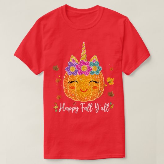 T-shirt Cute Pumkin Unicorn Halloween Thanksgiving  (Design devant)