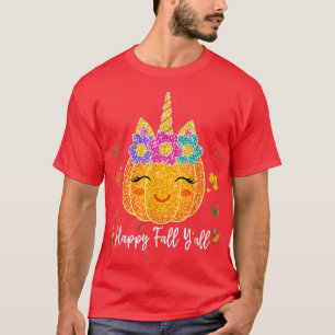 T-shirt Cute Pumkin Unicorn Halloween Thanksgiving 