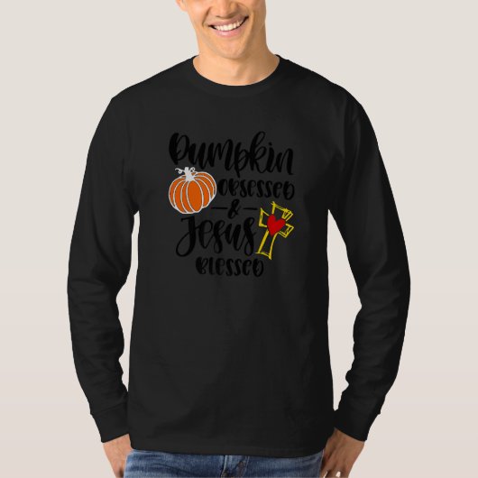 T-shirt Cute Pumpkin And Jesus Blessed Fall Autumn Harvest (Devant)