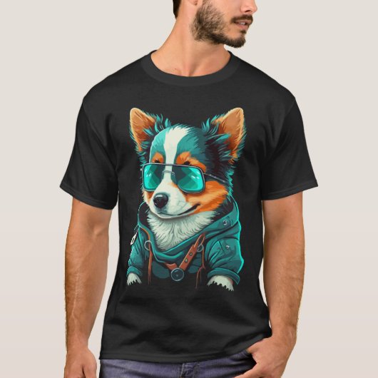 T-shirt Cute Puppy With Sunglasses  1 (Devant)