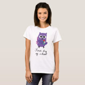 T-shirt Cute, purple owl, owlet "First day of school" (Devant entier)