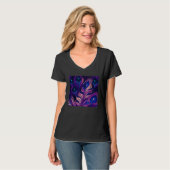T-shirt Cute Purple Peacock Feathers Illustration Birds Wo (Devant entier)