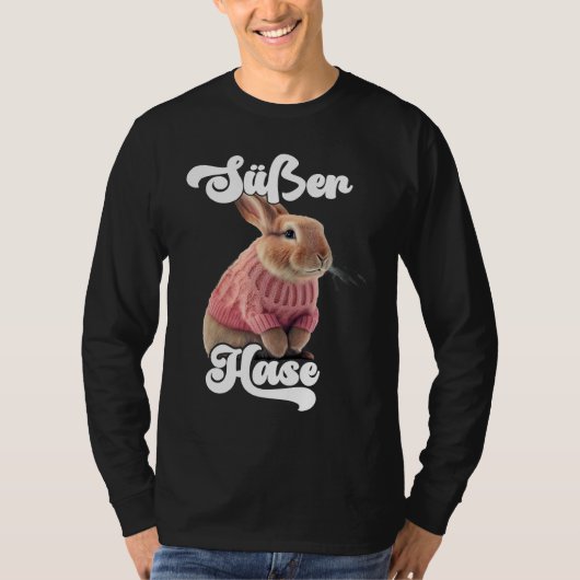 T-shirt Cute Rabbit Retro Winter Ski Rabbit (Devant)