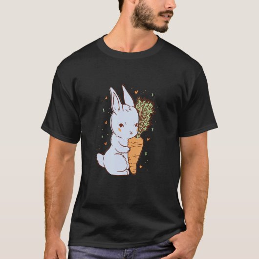 T-shirt Cute rabbit that hugs a carrot with hearts (Devant)