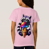 T-Shirt Cute Raccoon Manger Un Cône De Crème Spatiale (Dos)