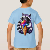 T-shirt Cute Raccoon Manger Un Cône De Crème Spatiale (Dos)