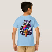T-shirt Cute Raccoon Manger Un Cône De Crème Spatiale (Dos entier)